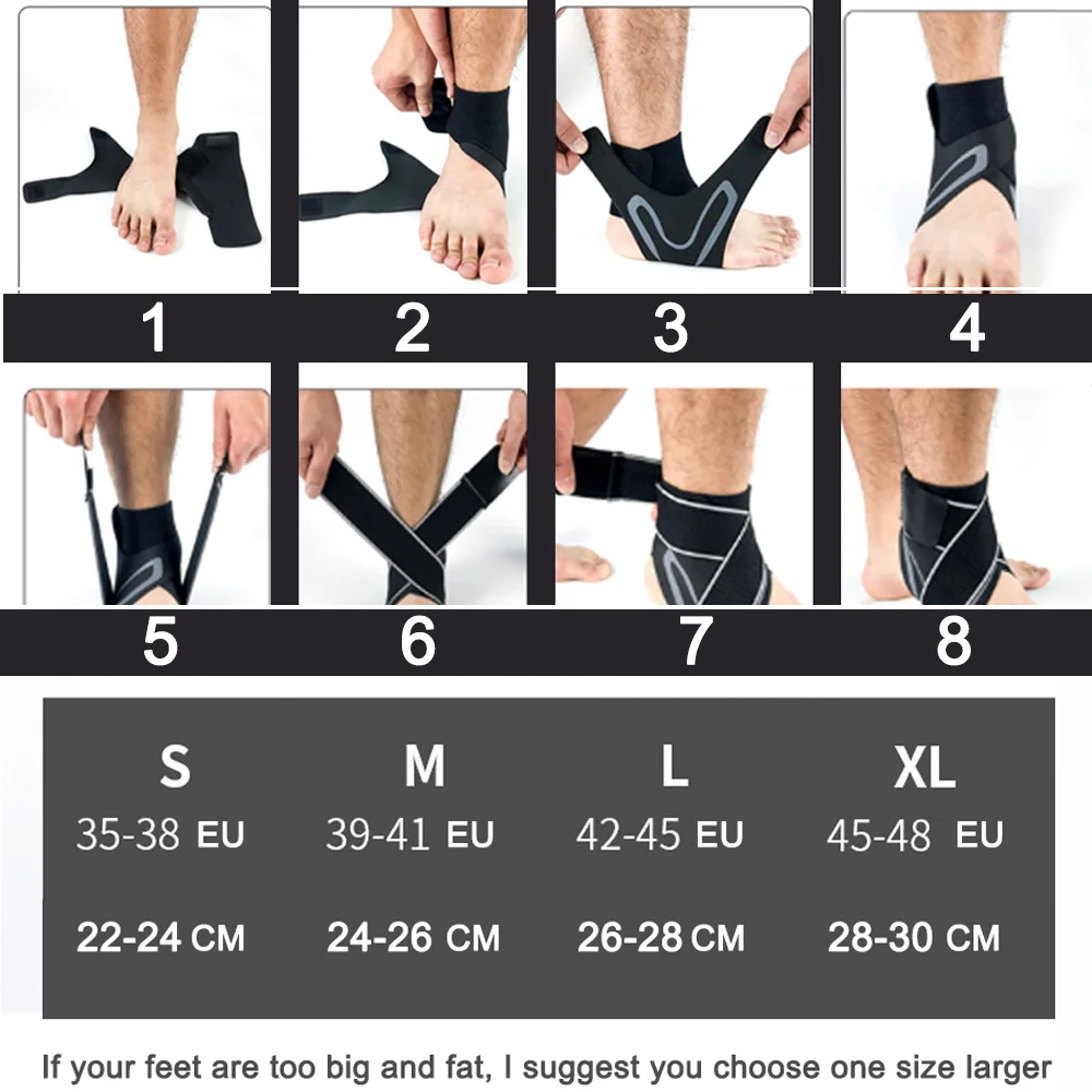 New 1PCS Ankle Support Guard Fixed Pressure Sprain Protection Strain Motion Protect Bandage Sprains Sports Safely