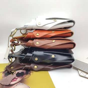 

Genuine Leather Bag Case with Adjustable Strap Belt for Storing Hairdressing Tools Scissors Clips Combs