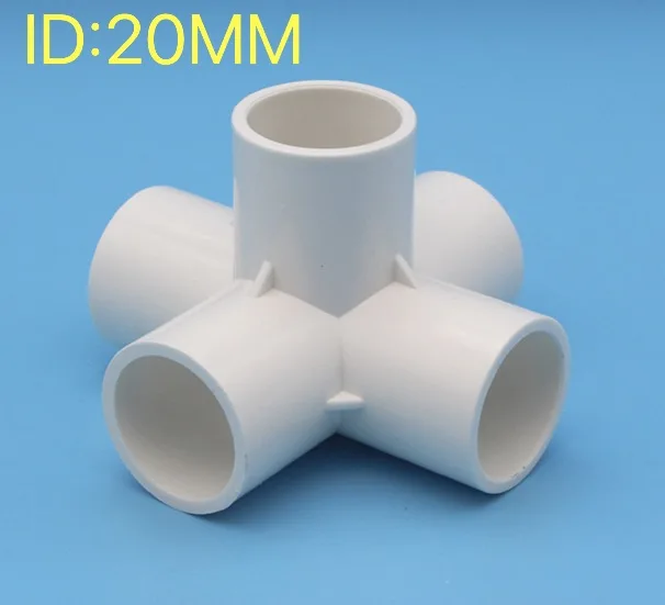 

6pcs/lot Inner Diameter:20mm PVC Water Supply Pipe Fittings Five-dimensional Tube Connector
