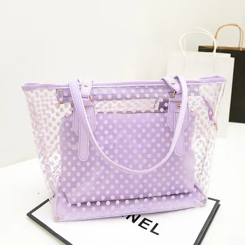 

2020 summer foreign trade new women's bag lady polka dot jelly bag candy-colored beach transparent child shoulder bag