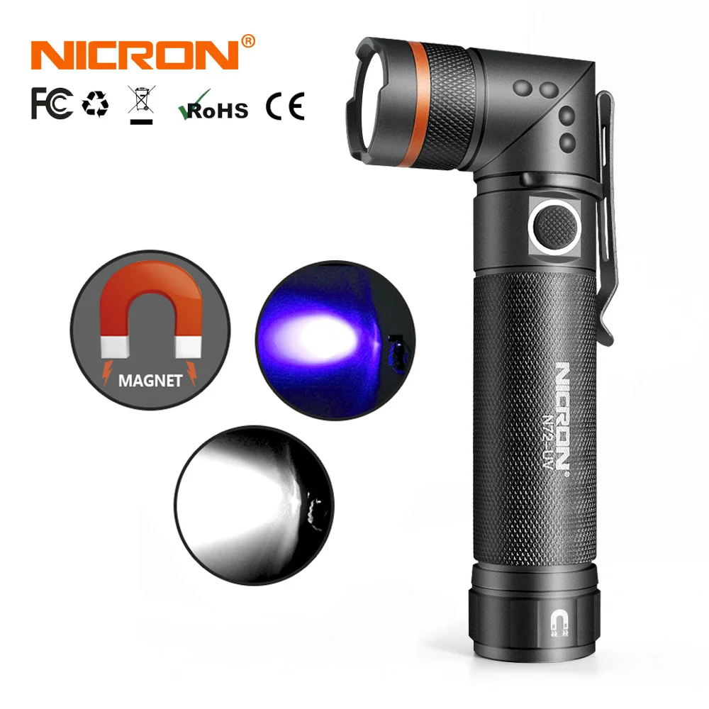 NICRON белый/УФ светильник светодиодный вспышка N72 / UV 90 градусов твист