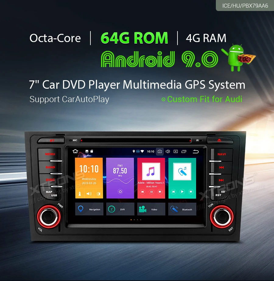 Perfect 7" Android 9.0 Pie OS Car DVD Multimedia GPS Radio for Audi A6 1997-2004 & S6 1999-2003 & RS6 2002-2004 & Allroad 1999-2005 1