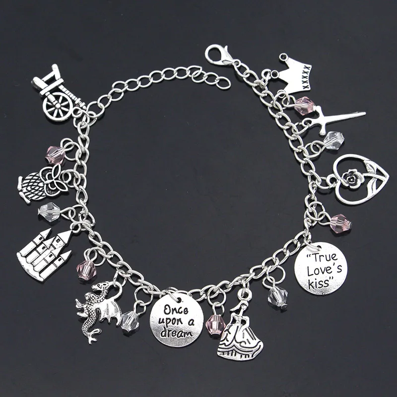 Горячая сказка Спящая красавица браслет принцесса меч роза цветок корона кулон браслет для женщин очаровательные аксессуары для подарков