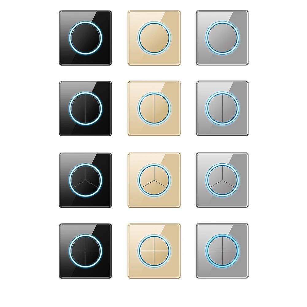 

Random Click On / Off Wall Light Switch With LED Indicator Pass Through Switch Switched Glass Panel,1 way