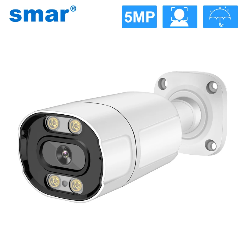 Smar 8Mp/5Mp/4Mp/3Mp Outdoor Poe Ip Camera Support Ai Face Detection Bulilt-In Microfono Outdoor Waterproof Metal Home Security