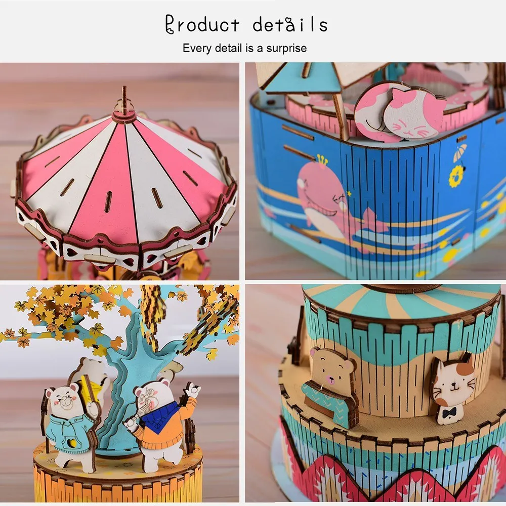 DIY музыкальная шкатулка головоломка 3D деревянная модель головоломки наборы
