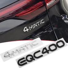 Letras 3d palavra eqc400 4matic emblema placa de identificação para mercedes benz eqc 350 400 tronco traseiro logotipo adesivo prata preto estilo do carro