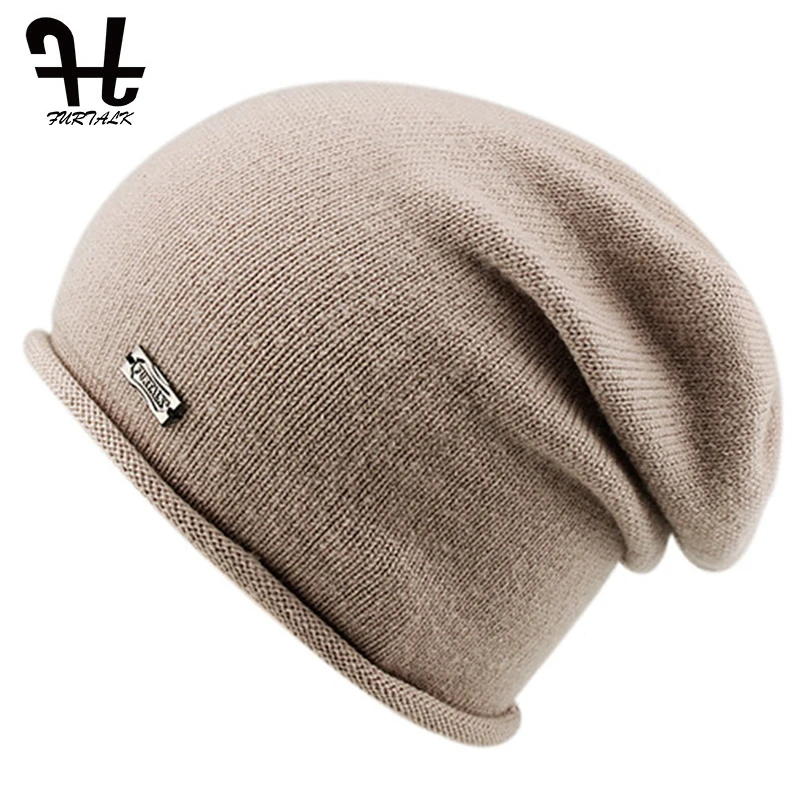 Furtalk кашемировый осень-зима женщин Hat Вязание Skullies шапочки Сутулиться Плетеный