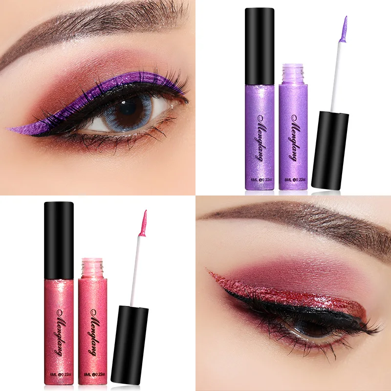 Brand 13 Colors Glitter Liquid Eyeliner Waterproof Eye Liner Pigment Gold Red Blue Sliver Eyeliner Shiny Beauty Eye Liner Makeup