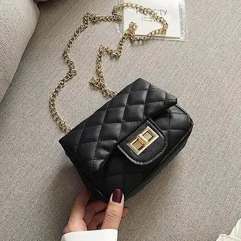 

PinShang Women Small Square Chain Bag Rhombus Single Shoulder PU Leather Cross-body Messenger Bag