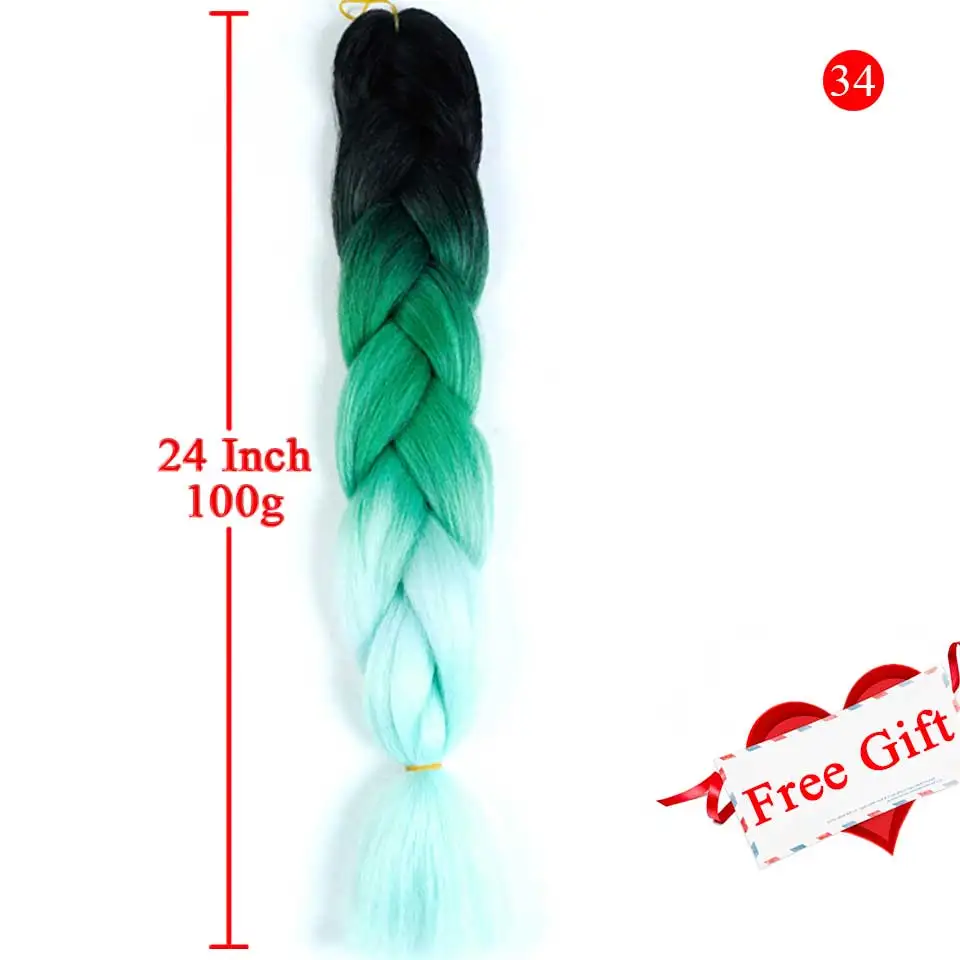 EIFAN 24 дюймов длинные косы волос 100 г/упак. плетения оптом Наращивание волос Высокая температура Синтетические поддельные волосы - Цвет: BR03-34