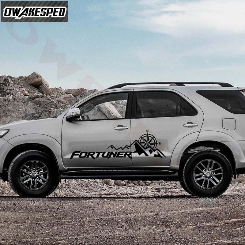 1Set Car Styling Mountain Compass Graphics Sticker Auto Body Door Side Vinyl Decal Accessories For Toyota-Fortuner (2)