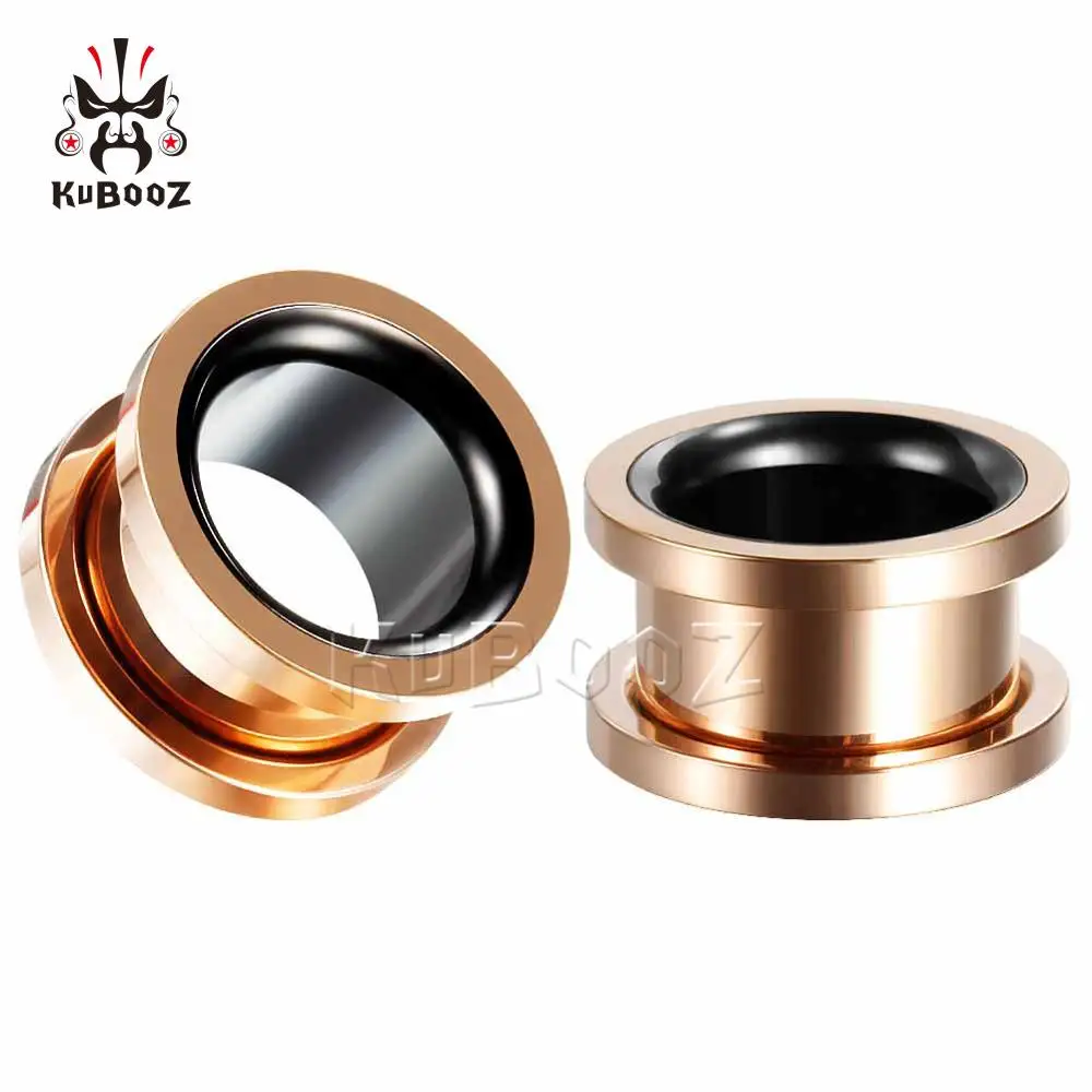 Fashion Smiple Stainless Steel Hollow Double Color Ear Pirecing Plugs Expanders Body Jewlery Earring Gauges Stretchers