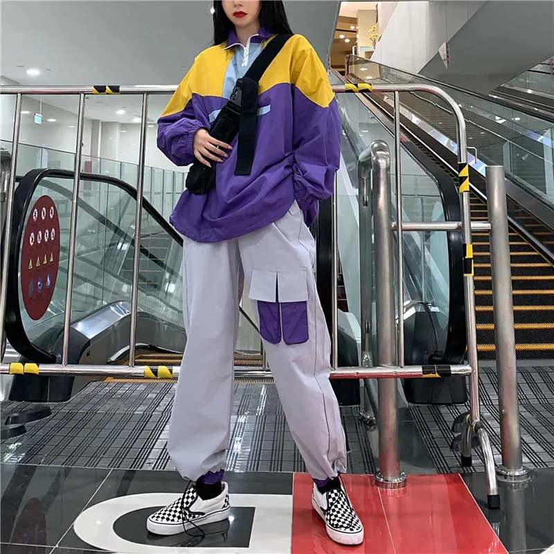 NiceMix комплект из 2 предметов, свитшот для женщин Harajuku, спортивный свитер с вышивкой, толстовки в стиле хип-хоп, повседневное пальто, топы, женские толстовки, пуловер