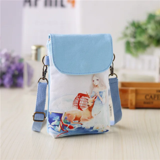 Women Leaf Large Screen Mobile Phone Bag  Capacity Canvas Messenger Bag Ladies Shoulder Bag 15