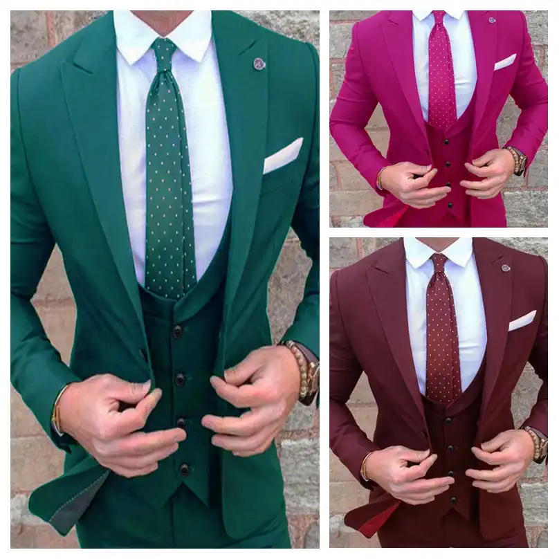 Formal Para Hombre Verde Traje Para Fiesta De Graduacion O Boda Ajustado Para Hombre Traje De Novio De Negocios Para Fiesta Cena Graduacion Esmoquin 3 Piezas Traje Chaqueta Chaleco Pantalones Aliexpress