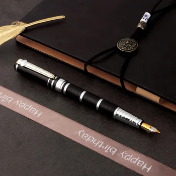 

15pcs high quality pen metal silver and black 0.5mm full metal luxury pen office school stationery supplies wholesale