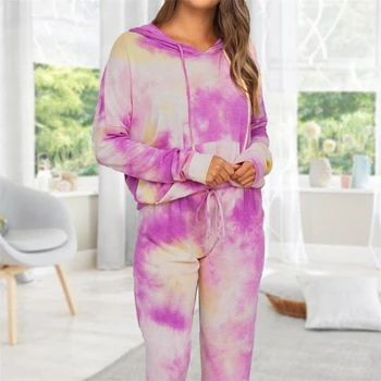 

DARK PERFUME 2020 Autumn Pink Sleeping Hooded Long Sleeve Pajama Set Women's Breathable Warm Soft Pajama Set Women Fashion