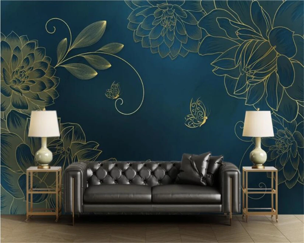 Beibehang Custom wallpaper photo golden flower flowers abstract hand