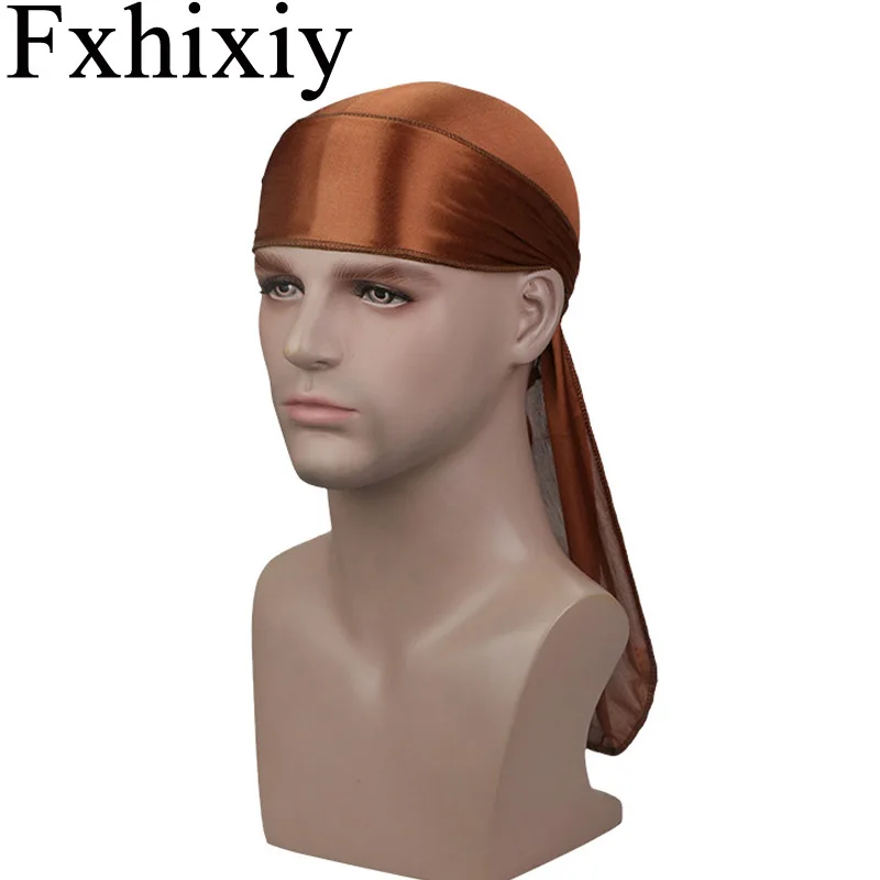 

New Elastic Unisex Silky Satin Durags Bandanas Extra Long Tail Du-Rag Wigs Doo Durag Biker Headwear Hair Accessories