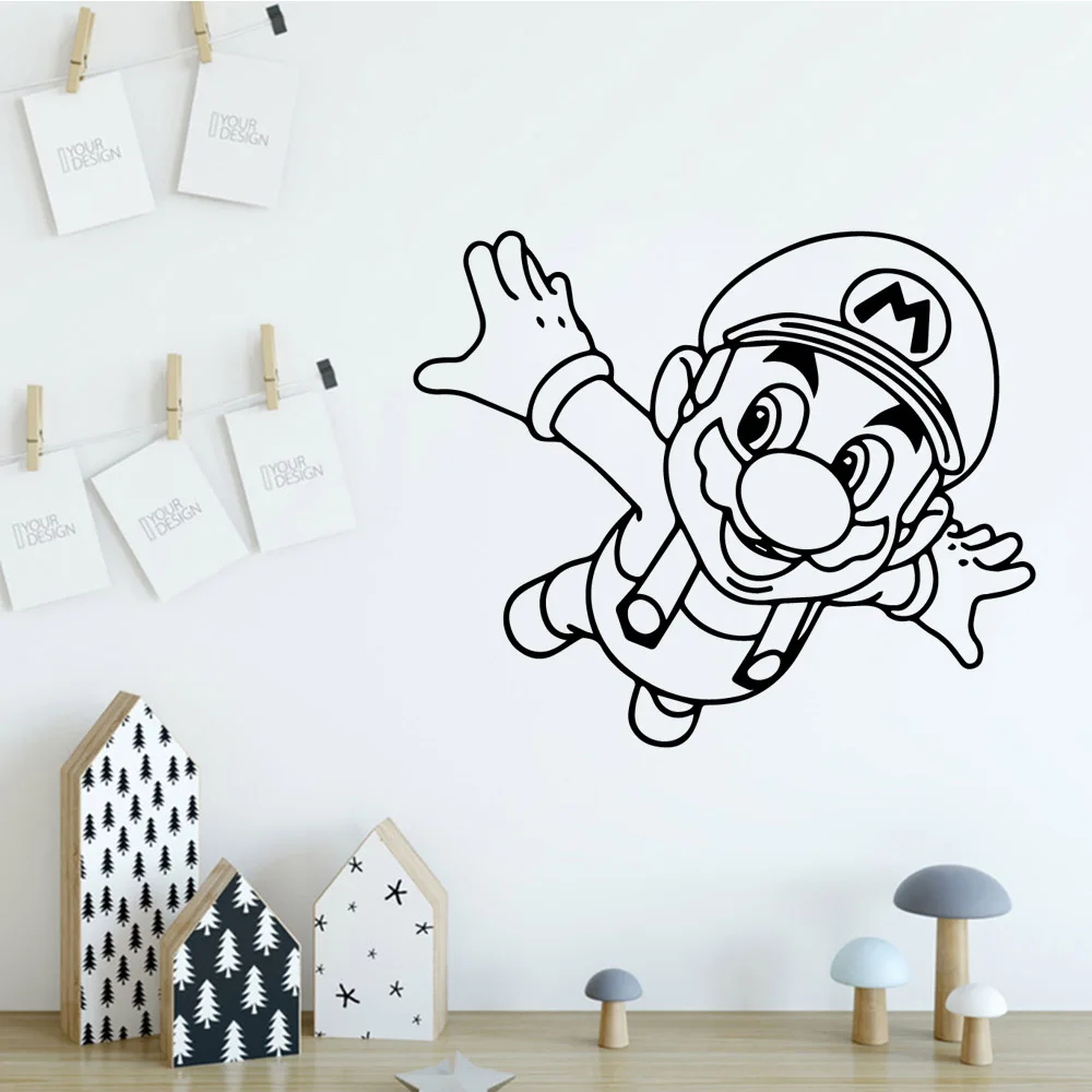 Мультяшные забавные виниловые обои для Марио детской комнаты домашний Декор