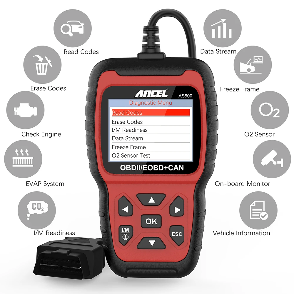 Ancel AS500 OBD2 автомобильный сканер диагностический инструмент кодовый считыватель