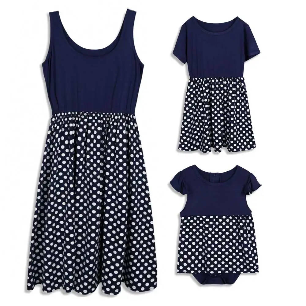 PatPat Mommy and Me Classic Polka dots Summer Dress Leisure Pleated Waist | Мать и ребенок