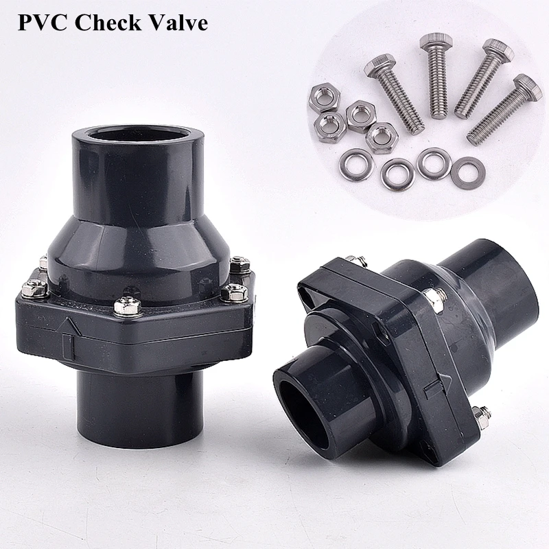 

20~200mm PVC Check Valve Garden Sewer Drain Non Return Valve Tube Joint Watering Irrigation System Water Pipe Connector Fittings
