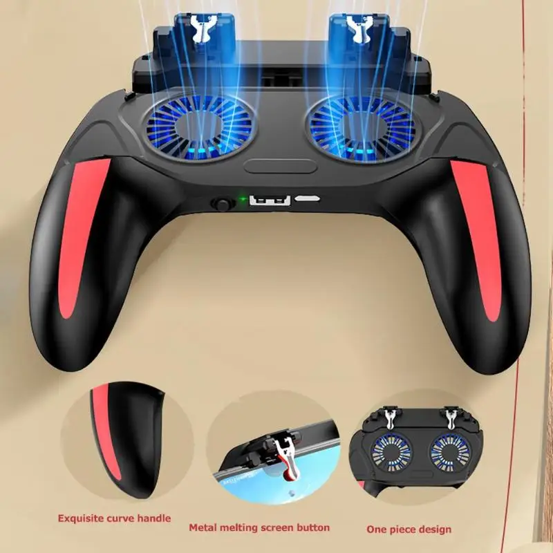 ALLOYSEED Telescopic Gaming Grip Game Controller Joystick Gamepad Dual Cooling Fan for PUBG Smart P