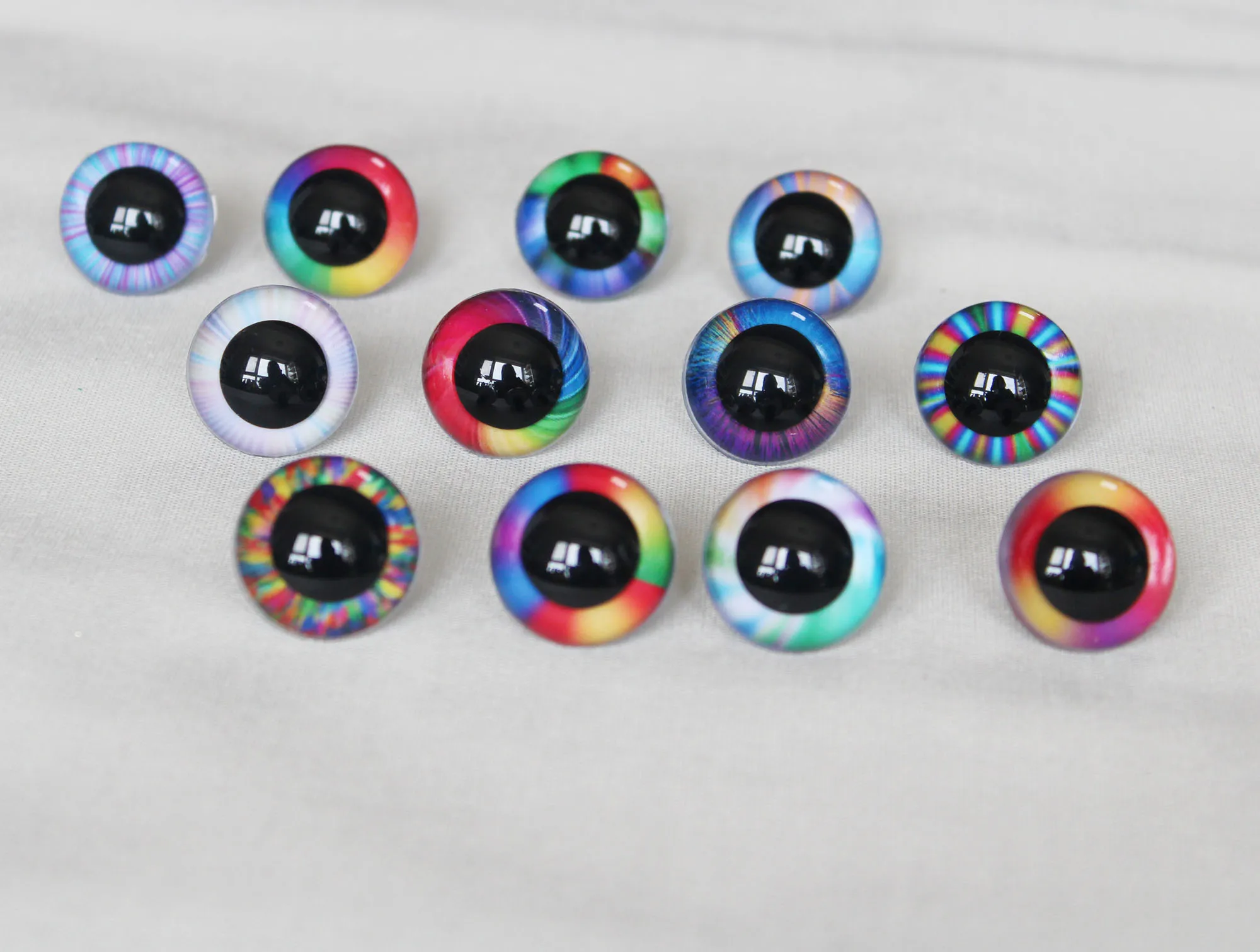 20PCS 9MM-20MM RAINBOW COLOR round toy safety eyes + washer for plush doll findings-size STYLE option -- R12