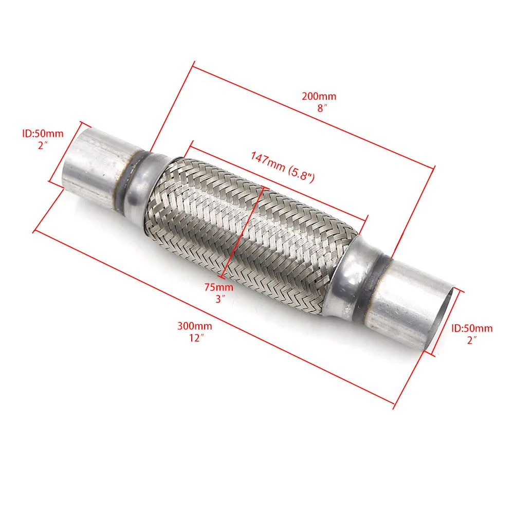 CNSPEED " x 8" x 1" автомобильный выхлопной Сильфон сильфон 201 нержавеющая сталь двойной Коннектор с оплеткой пульсация Щепка