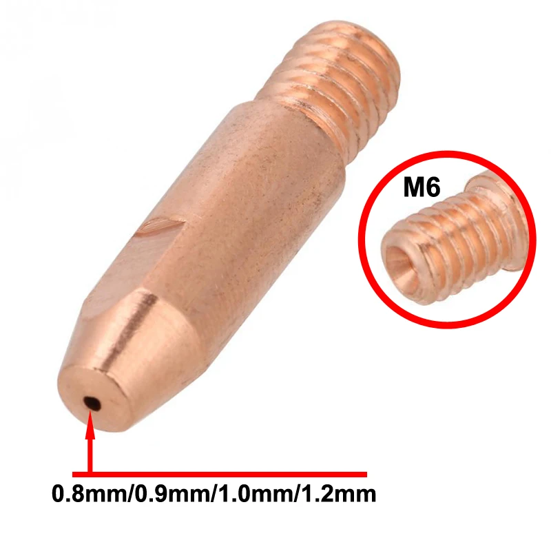 M6 0.8/1.0/1.2mm M6*28mm Copper Contact Tips Welding Nozzles For 24KD MIG/MAG 25AK Welding Torch Tip M6 For Binzel Gas Nozzle