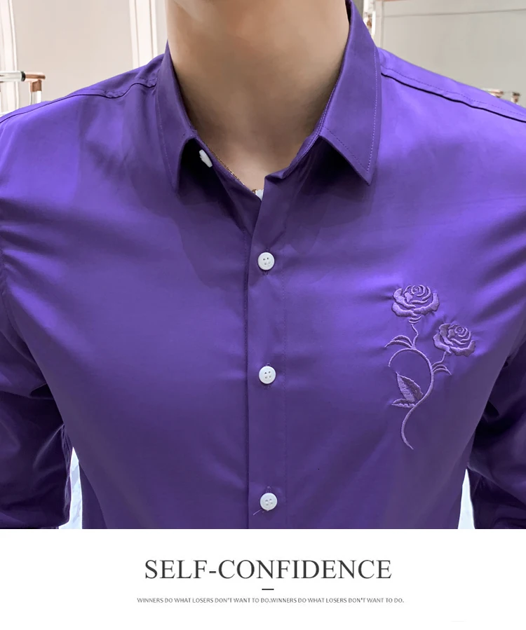 Camisa Masculina Новая Корейская мужская рубашка с вышивкой Kemeja Pria, приталенная Мужская рубашка с длинным рукавом, весна