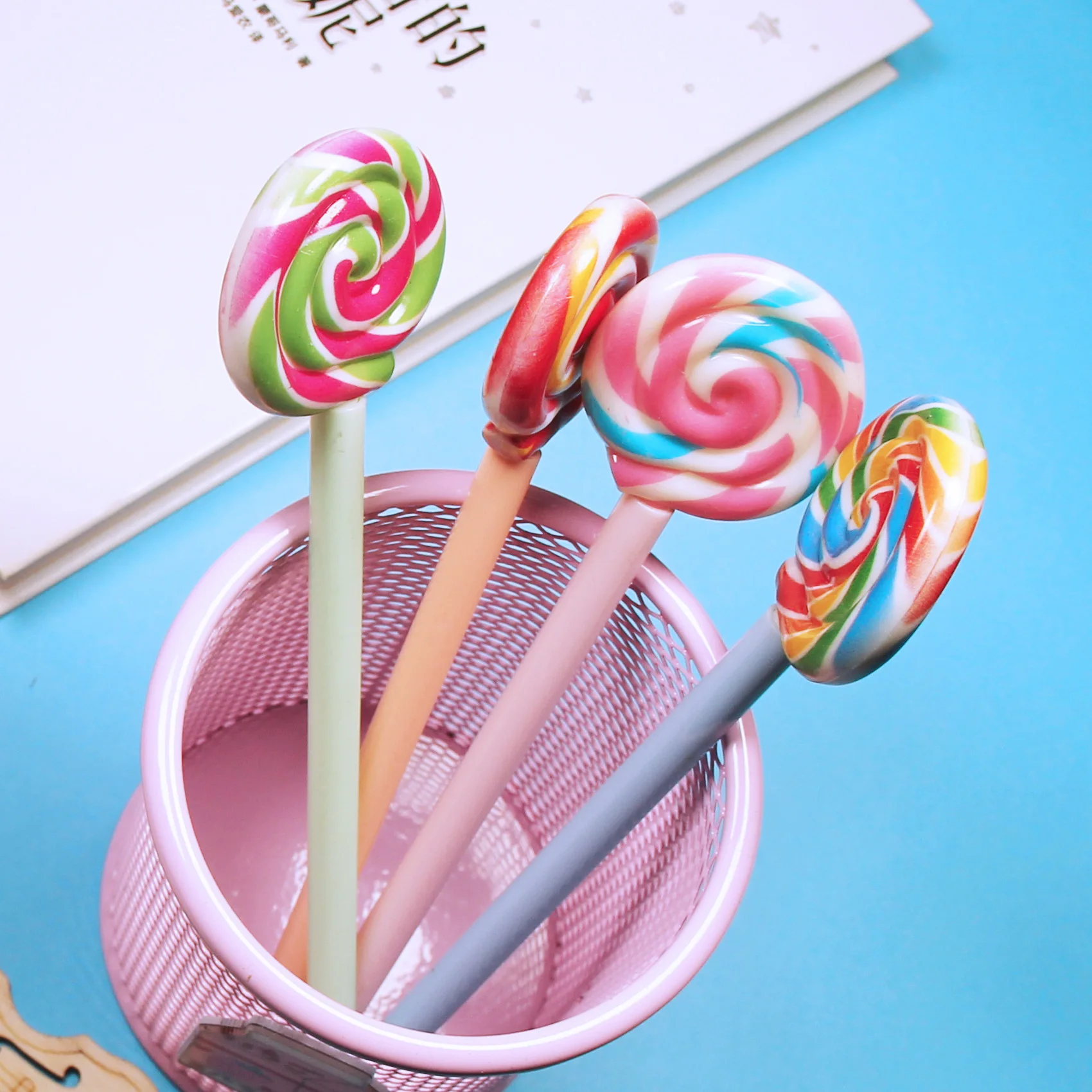 36pcs new lollipop style gel pen student girl little fresh black 0.5mm water pen stationery manufacturer wholesale