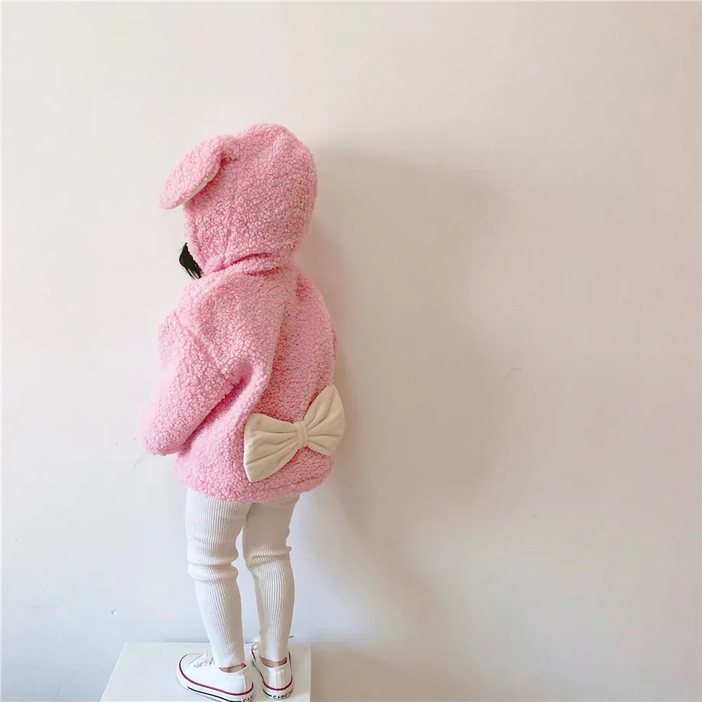 Tonytaoaby/новое зимнее платье; детское платье для маленьких девочек; розовое бархатное теплое пальто принцессы с кроликом; детские пальто
