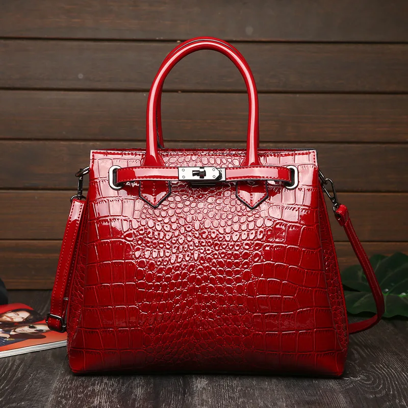 

2019 New Style Crocodile Pattern WOMEN'S Fashion Handbag Occident Fashion Line Embossed WOMEN'S Shoulder Bag Versatile Handbag