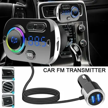 

Car FM Transmitter 5V 2.4A Car Charger Handsfree Wireless MP3 Player USB Aux Car Bluetooth 5.0 Can connect 2 phone FM Modulator