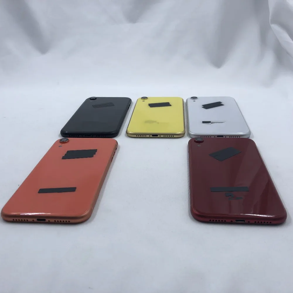 Для iPhone XR задняя крышка задний корпус сменный части 6 цветов Задняя стеклянная средняя рамка Шасси крышка батареи Дверь для ремонта XR