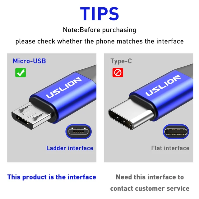 USLION 3A مايكرو USB كابل شحن سريع لسامسونج شاومي هواوي Realme ممن لهم أندرويد الهاتف المحمول USB بيانات سلك الحبل 0.5/1/2/3m