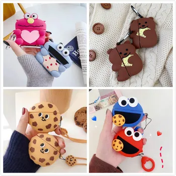 

Wireless Bluetooth Earpods Case For Airpods Pro Case Silicone Cartoon Bear cookie Cover For Apple Air pods Pro 3 Cases Keychain