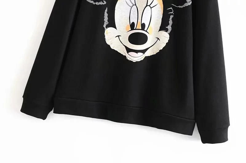Withered winter sweatshirt hoodies women high street vintage cartoon printing o-neck cute oversize loose sweatshirt pullovers