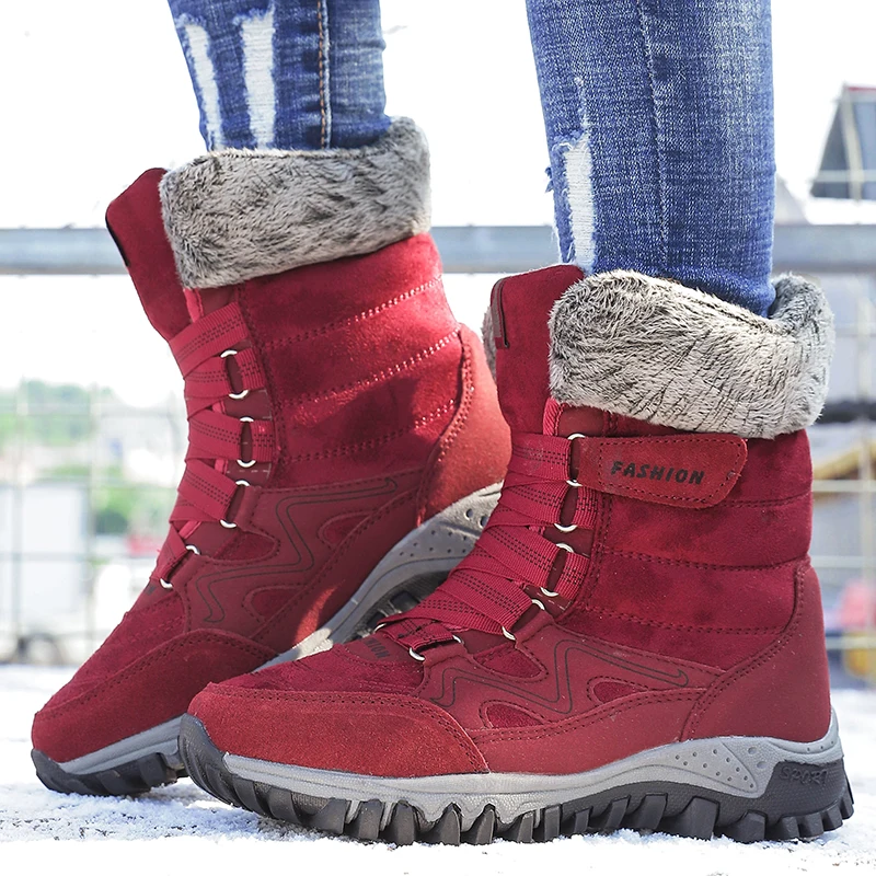 Big Size 42 Winter Women Warm Snow Boot Thick Plush Lining Women Casual Shoe High Top Winter Women Walking Boot Antislip Sneaker