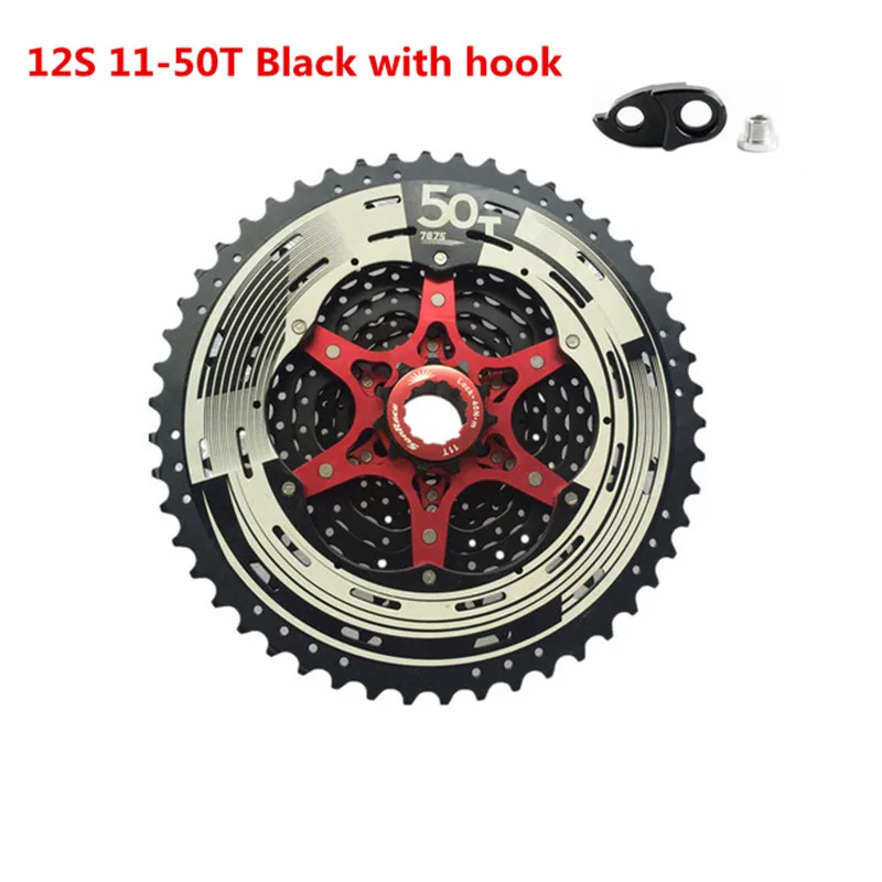 12S Black with hook Sunracing 11 speed CSMX80 12 speed CSMZ90 велосипедная кассета 11-50T подходит для Shimano SRAM маховик 11-50, удлиненный задний крюк хорошего качества - Цвет: 12S Black with hook