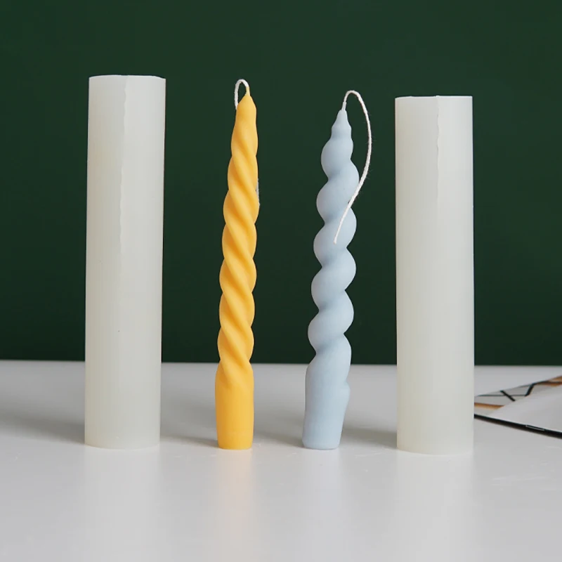 Nordic Taper Candle Mold Long Spiral Church Light Twisted Wax