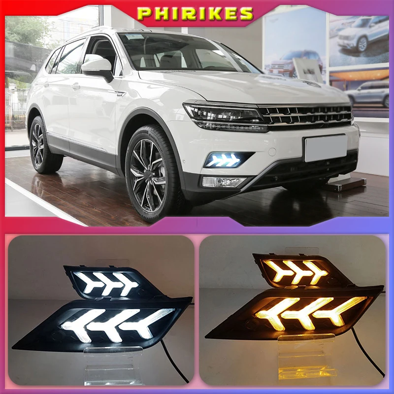 

2Pcs LED DRL Daytime Running Lights Fog light Driving Bumper Fit For VolksWagen Tiguan L 2017-2018