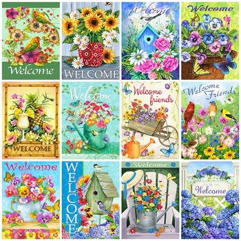 

AZQSD 5D DIY Diamond Painting Flower Handmade Gift Diamond Embroidery Cross Stitch Welcome Home Decor