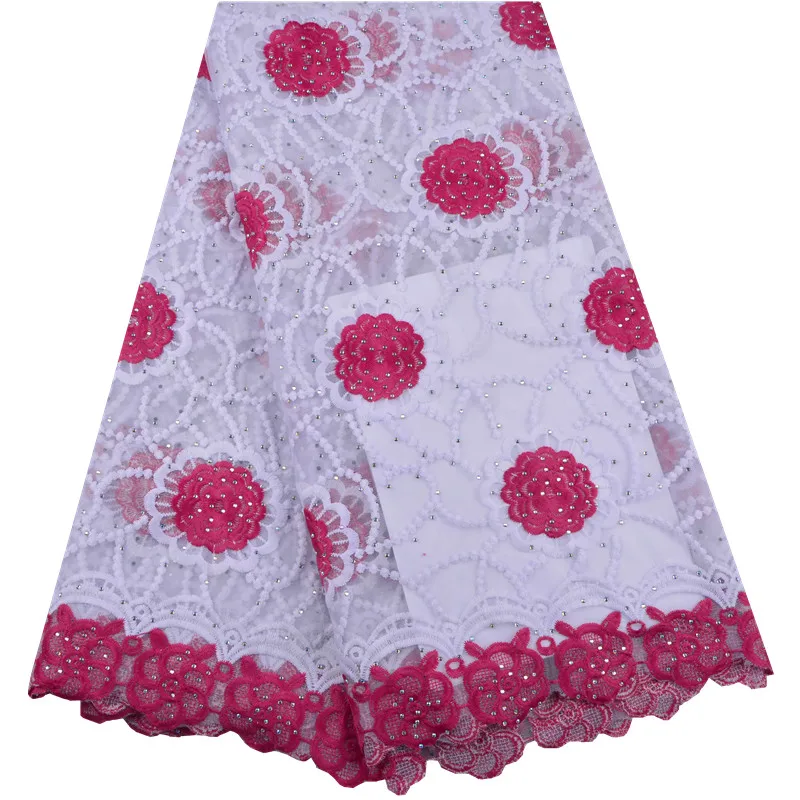 Новейшая африканская кружевная ткань высокое качество французская Сетка кружевная ткань с бисером нигерийский Тюль кружевная ткань для женского платья
