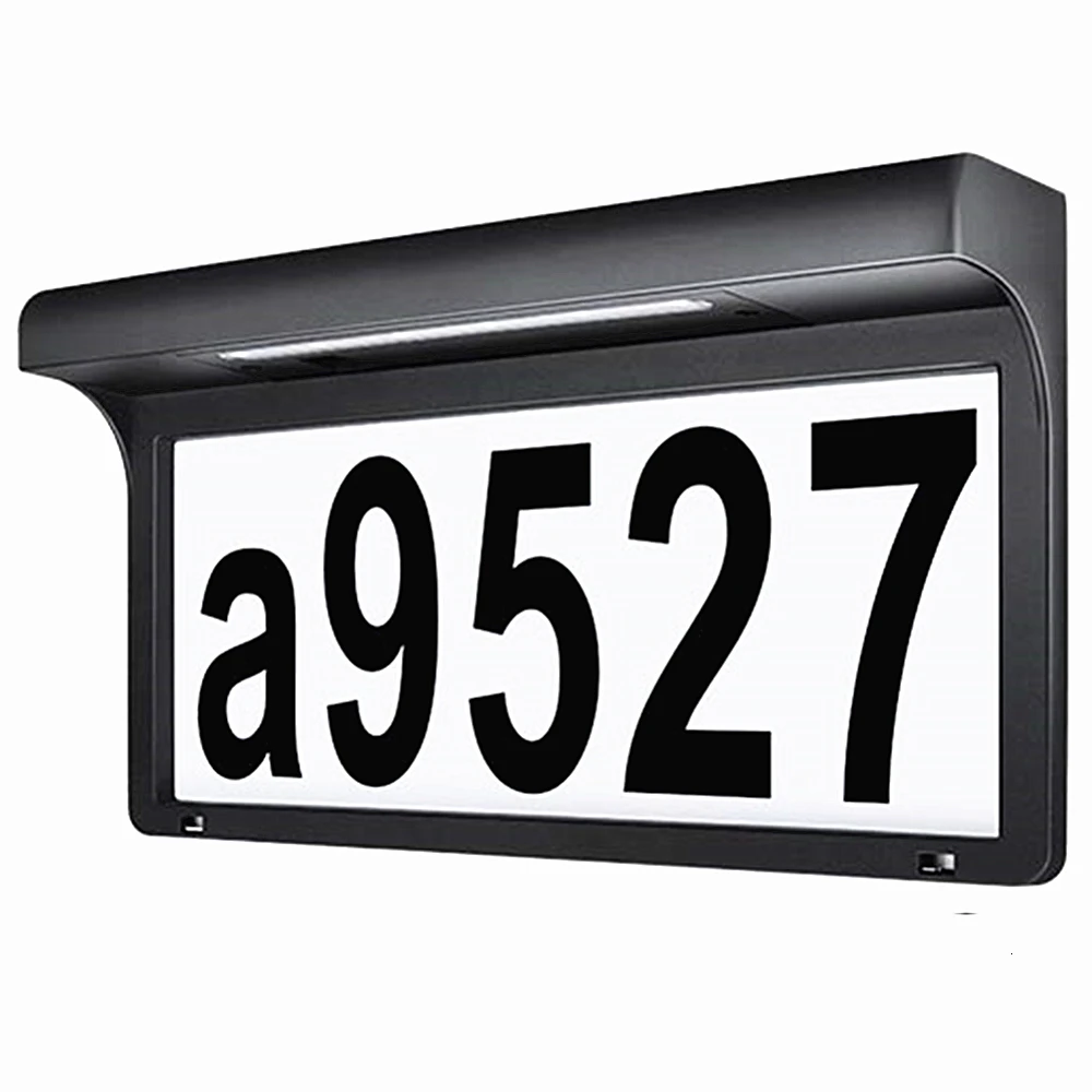 House Number Address Sign LED Solar Light Outdoor Door Plate Wall Light Metal Plaque for Home Garden Yard Hotel-00
