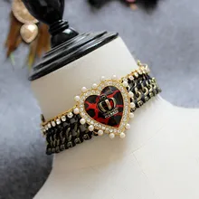 Женское винтажное ожерелье-чокер с кристаллами сердце Жемчуг дешевая распродажа