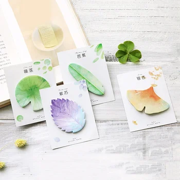 

Cute Kawaii Natural Plant Leaf Sticky Note Memo Pad Post Note Office Planner Sticker Paper Korean Stationery School Supplies